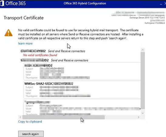 Hybrid Configuration wizard No Valid Certificates Found Drontoso Hybrid Configuration wizard No Valid Certificates Found Drontoso